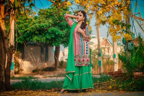 Green Plazo Set